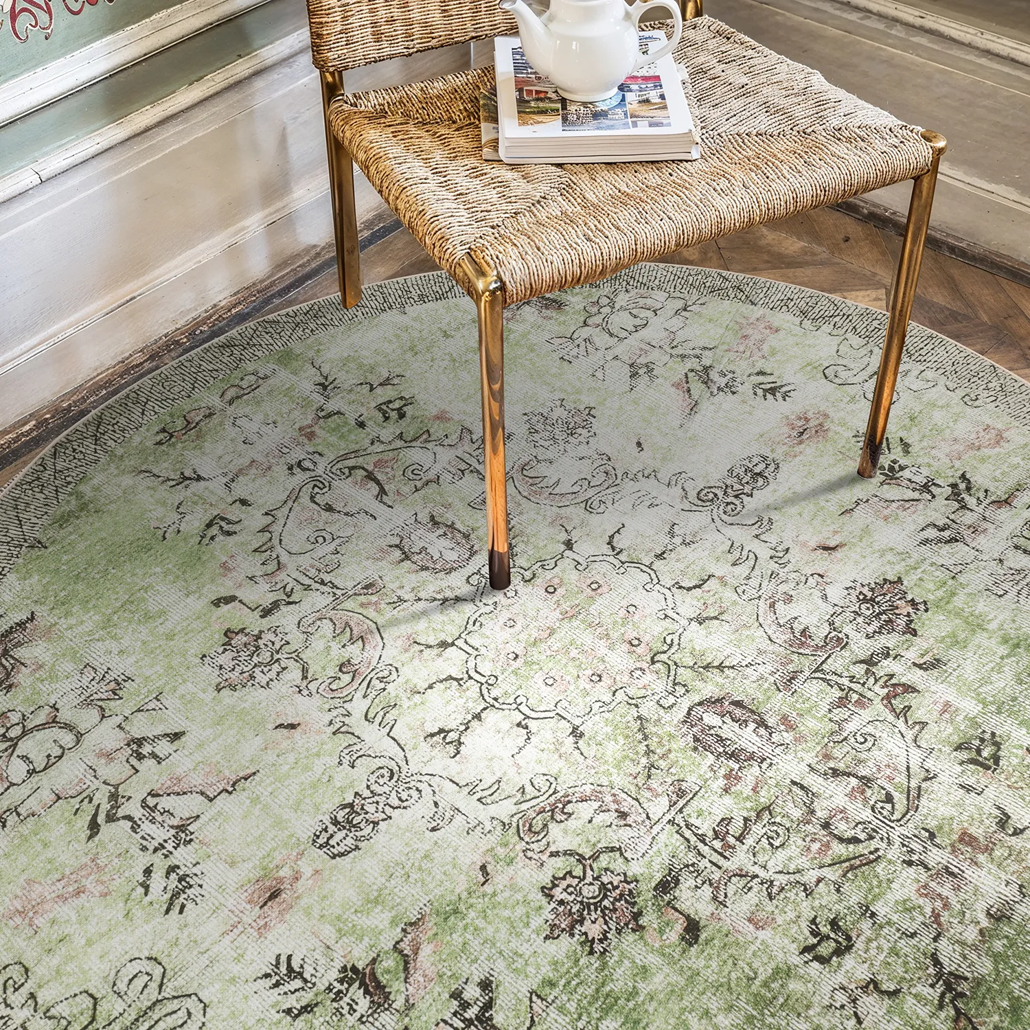 Rundt tæppe - Rosalie (grøn)