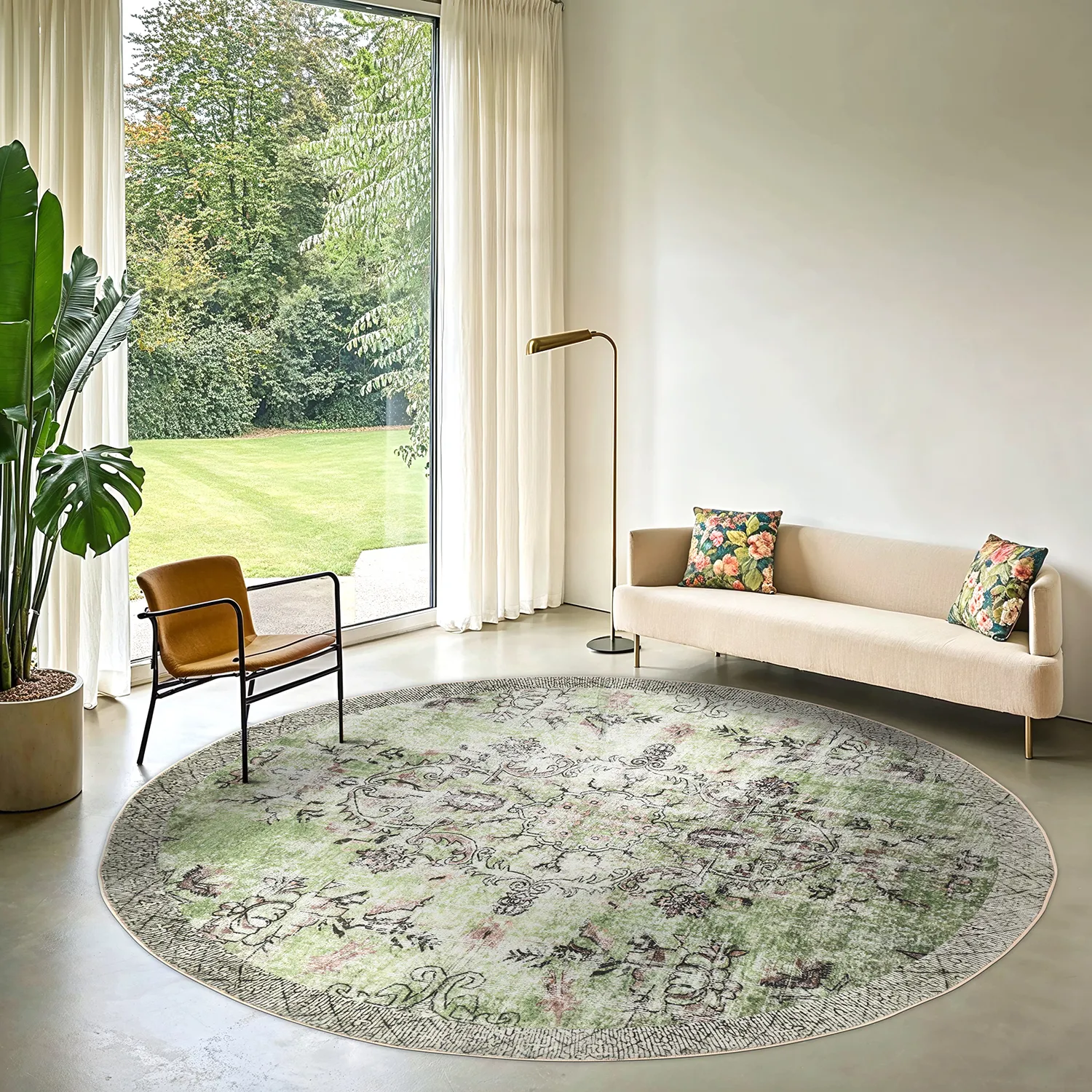 Rundt tæppe - Rosalie (grøn)