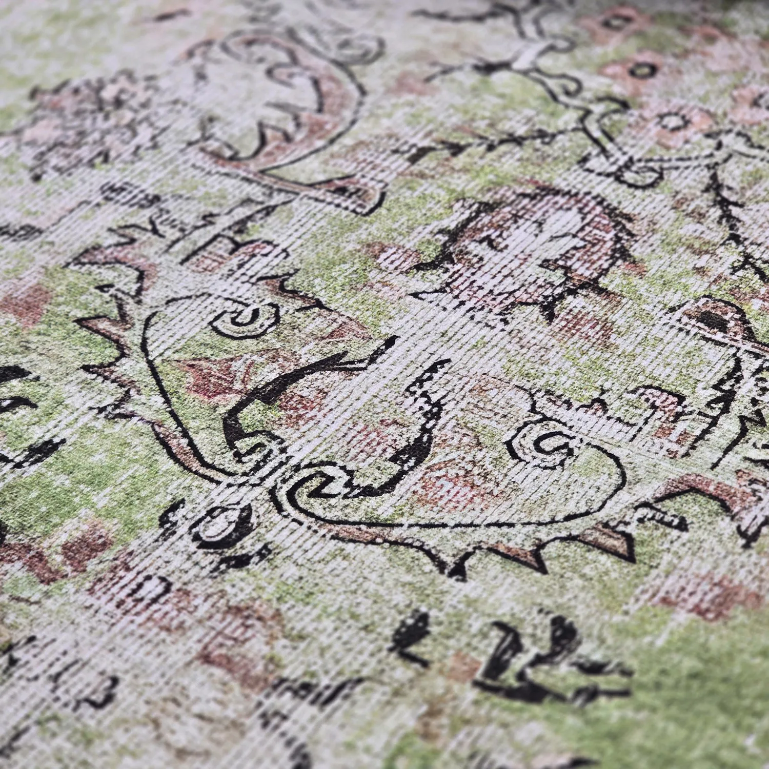 Rundt tæppe - Rosalie (grøn)