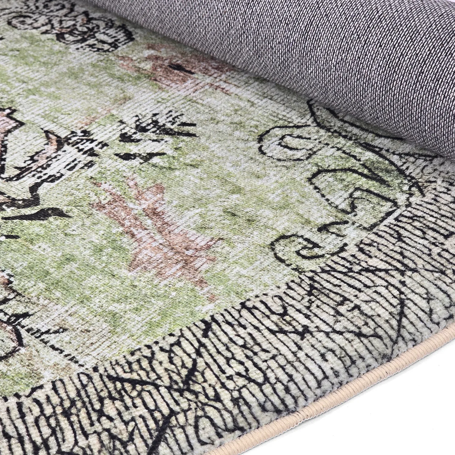 Rundt tæppe - Rosalie (grøn)