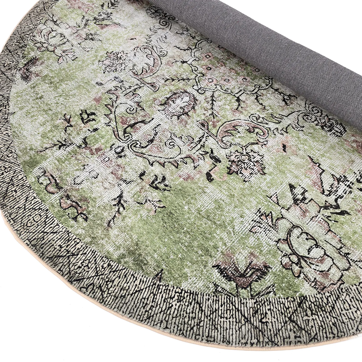 Rundt tæppe - Rosalie (grøn)
