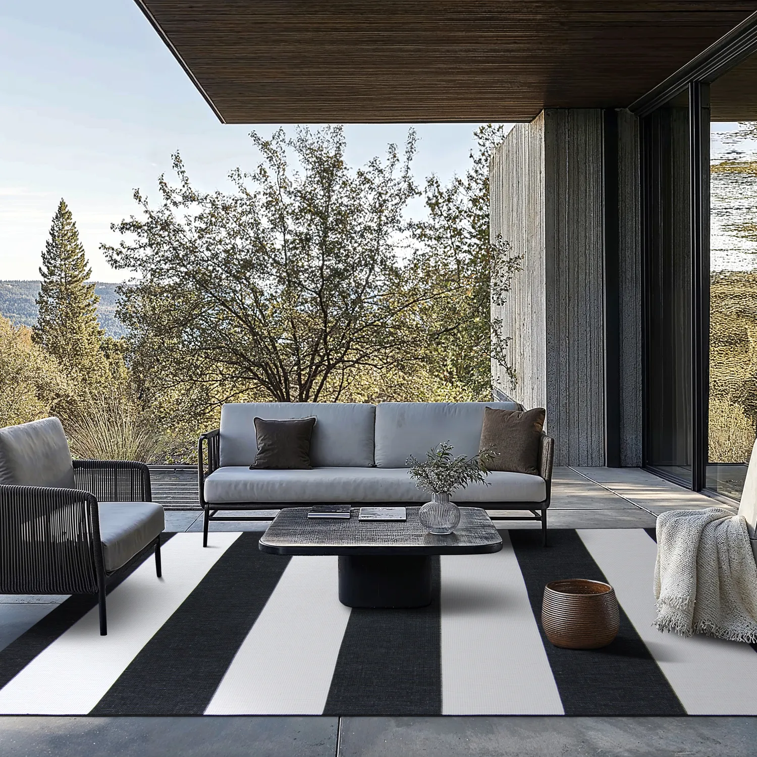 Tæpper til indendørs/udendørs brug - Santana (sort)