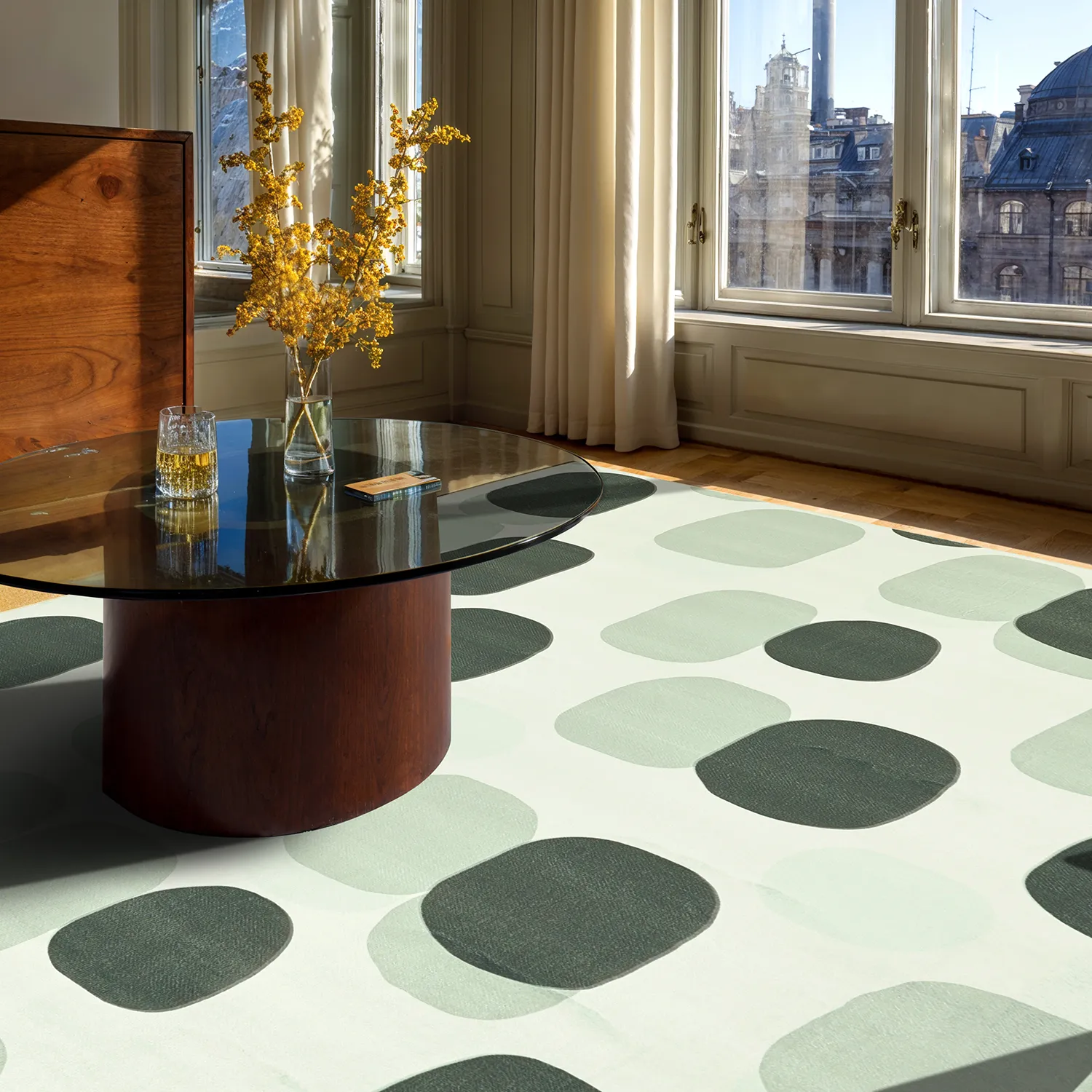 Wilton-tæppe - Sapa (grøn/grå)