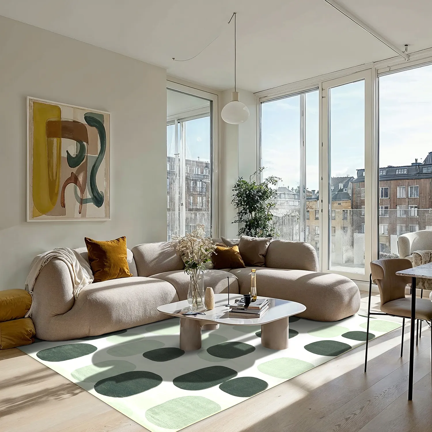 Wilton-tæppe - Sapa (grøn/grå)