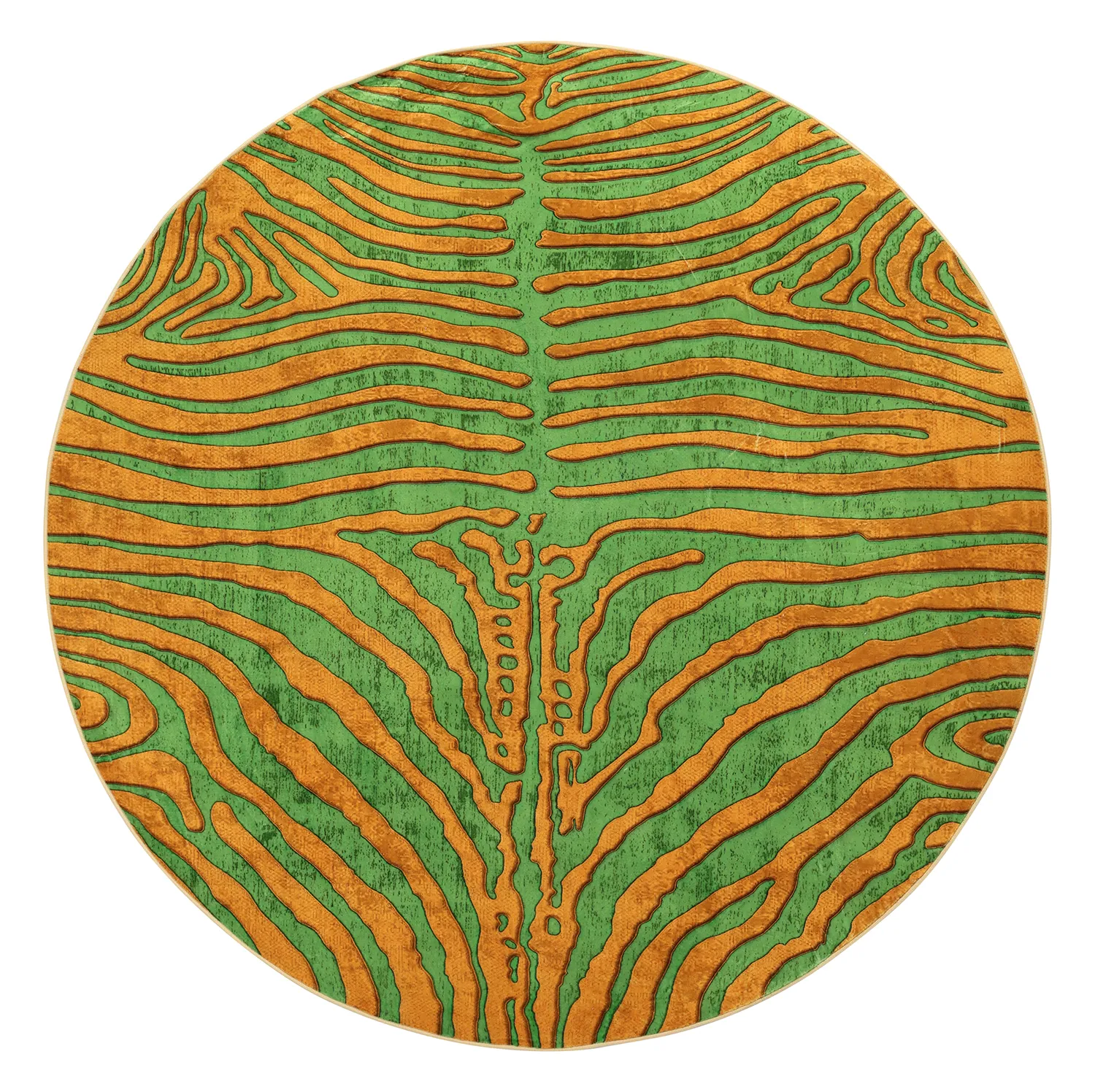 Rundt tæppe - Zebra (grøn/orange)