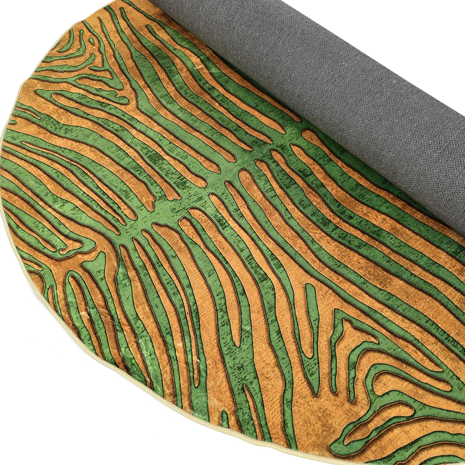 Rundt tæppe - Zebra (grøn/orange)