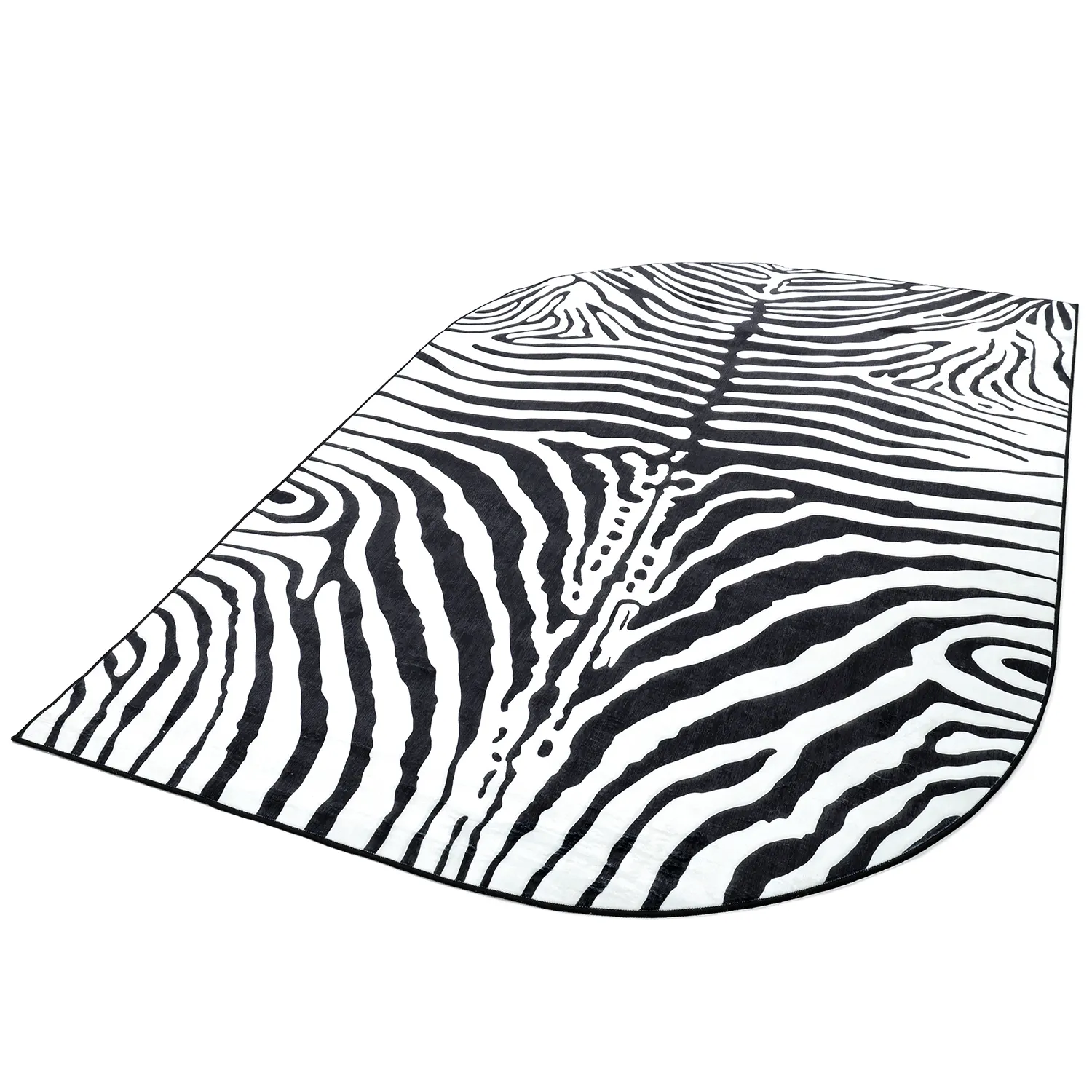 Halvovalt Wilton-tæppe - Zebra (sort/hvid)