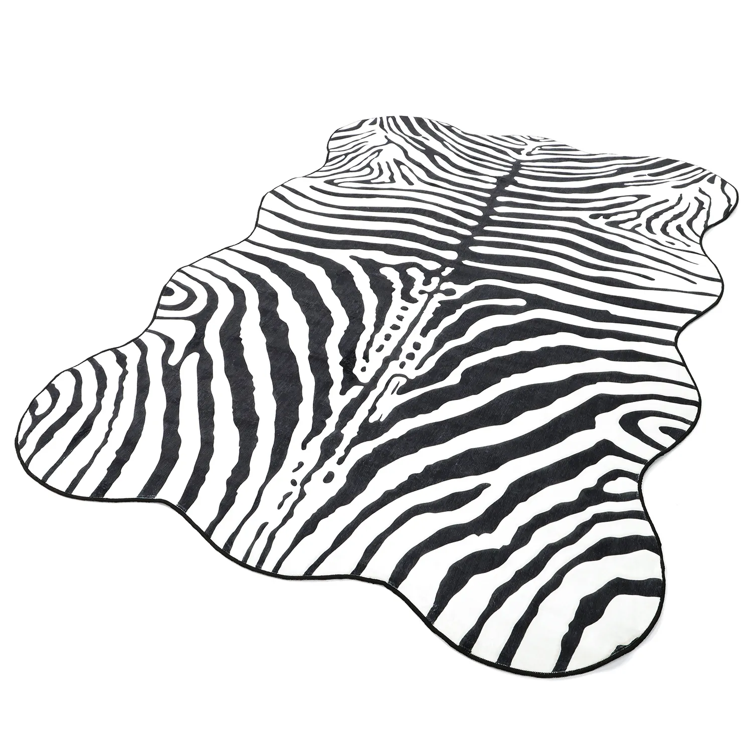 Bølget Wilton tæppe - Zebra (sort/hvid)