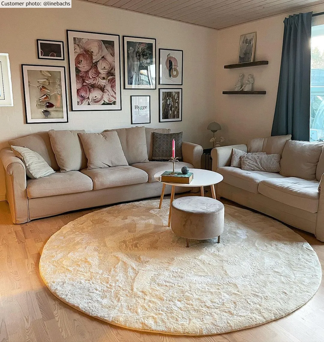 Runde tæpper - Aranga Super Soft Fur (beige)