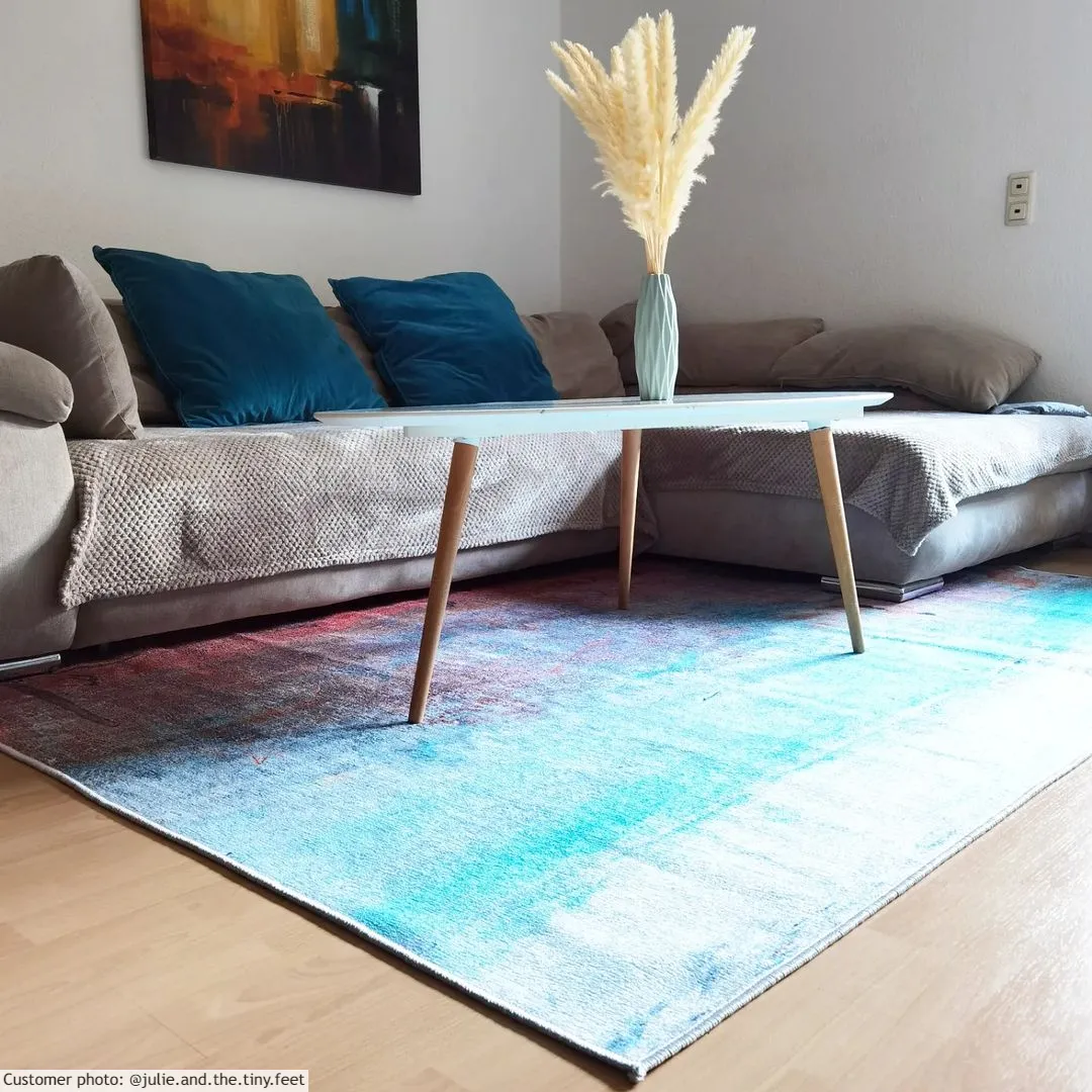 Wilton-tæppe - Andali (grå/rød/multi)