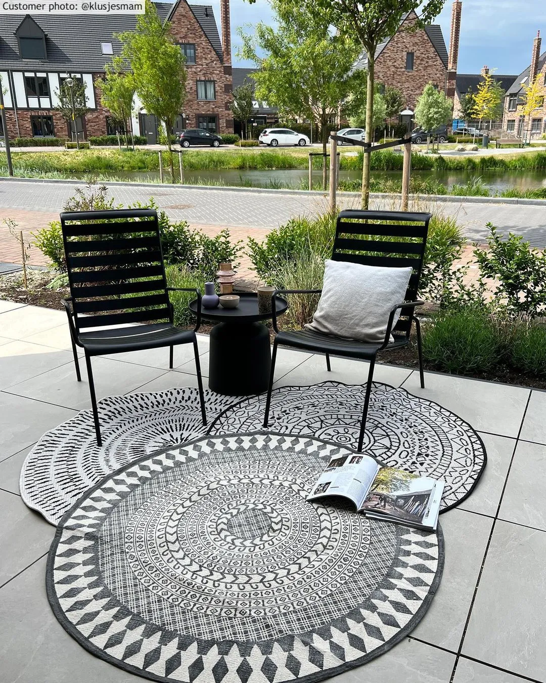 Runde tæpper - Marrakech (rund) (sort/grå/hvid)