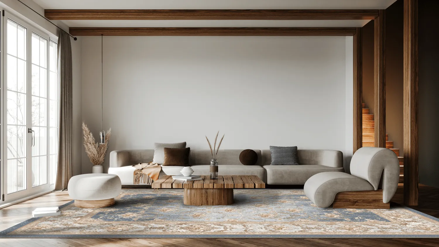 Wilton-tæppe - Zafer (grå/beige)