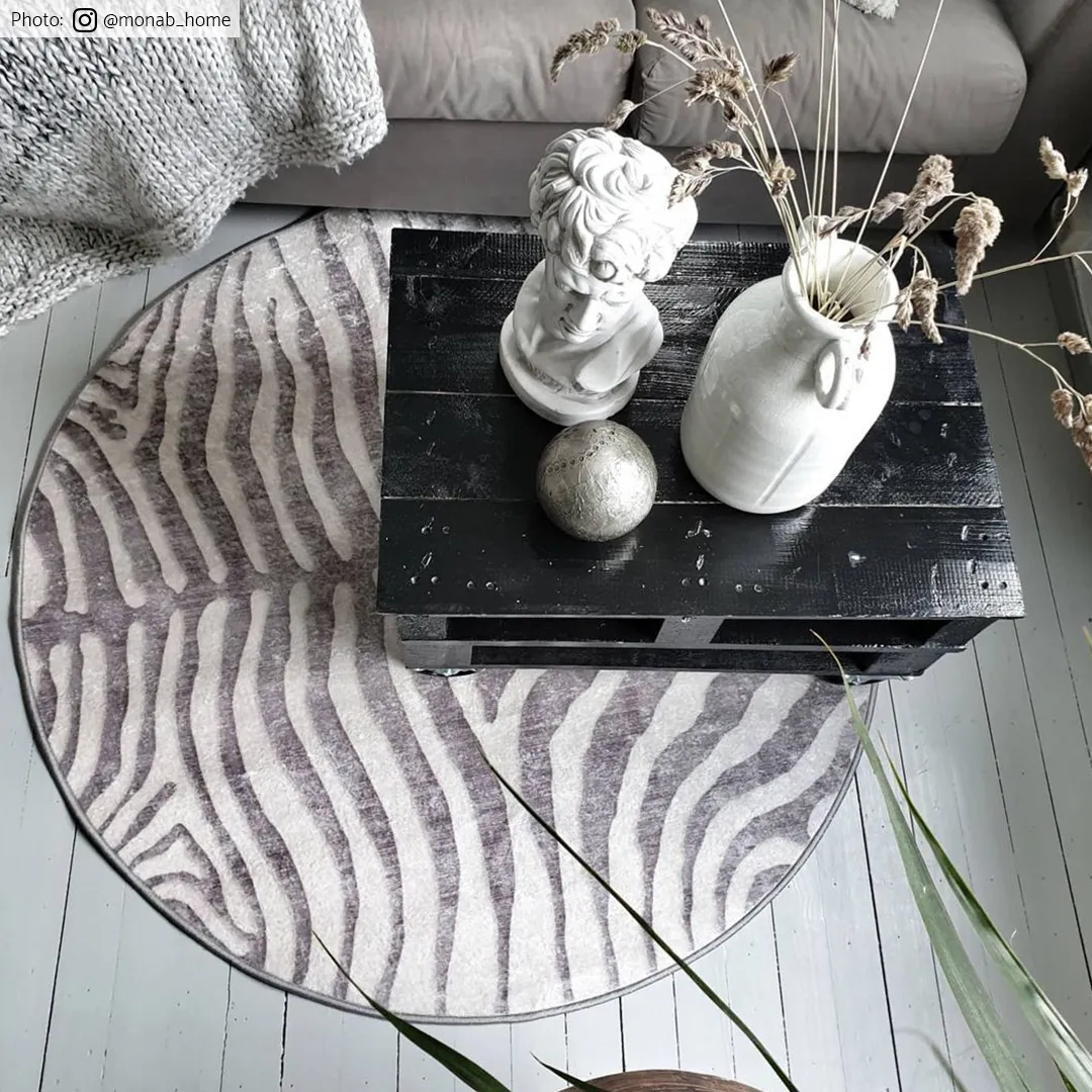Rundt tæppe - Zebra